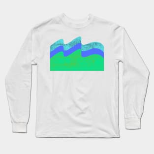 blue green water waves design Long Sleeve T-Shirt